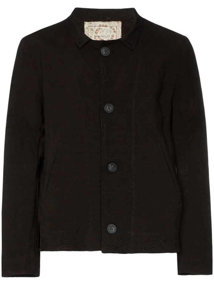 By Walid Walid 1920s Emb Linen Murat Jkt - Black