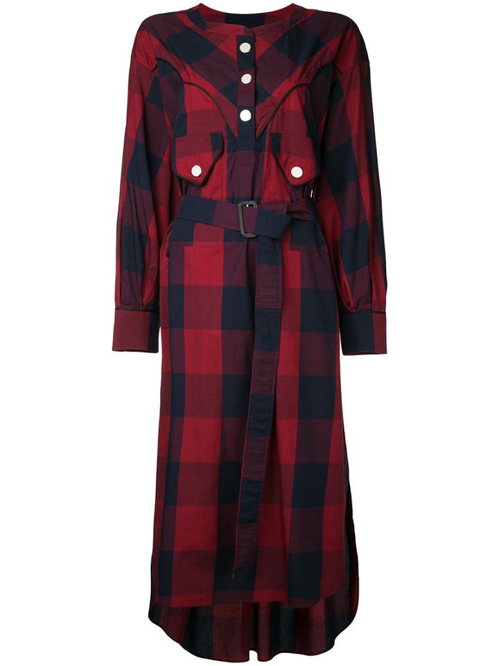 Maison Mihara Yasuhiro - Buffalo Checkered Dress - Women - Cotton/rayon - One Size, Red, Cotton/rayon