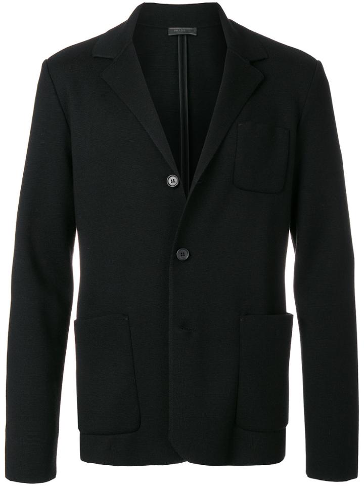 Prada Single Breasted Knitted Blazer - Black