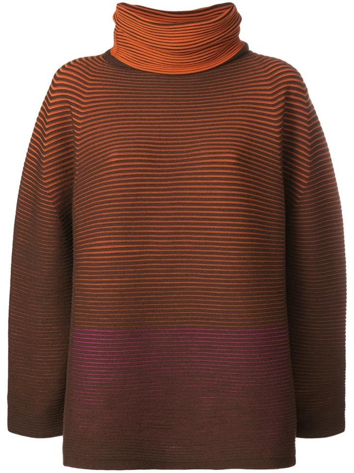 Issey Miyake Turtleneck Oversized Jumper - Brown