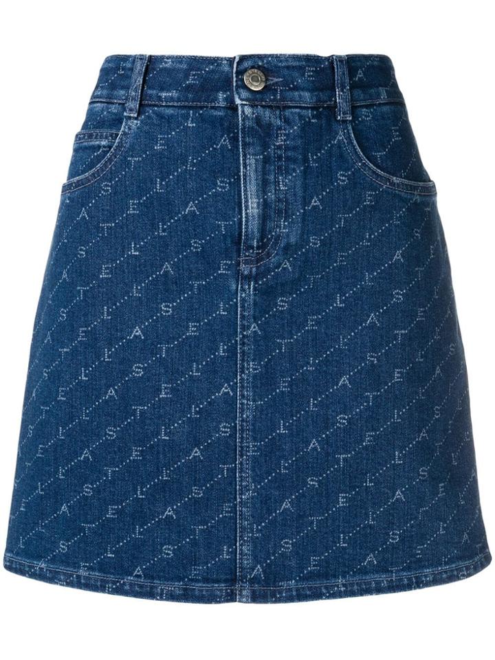 Stella Mccartney Logo Denim Skirt - Blue