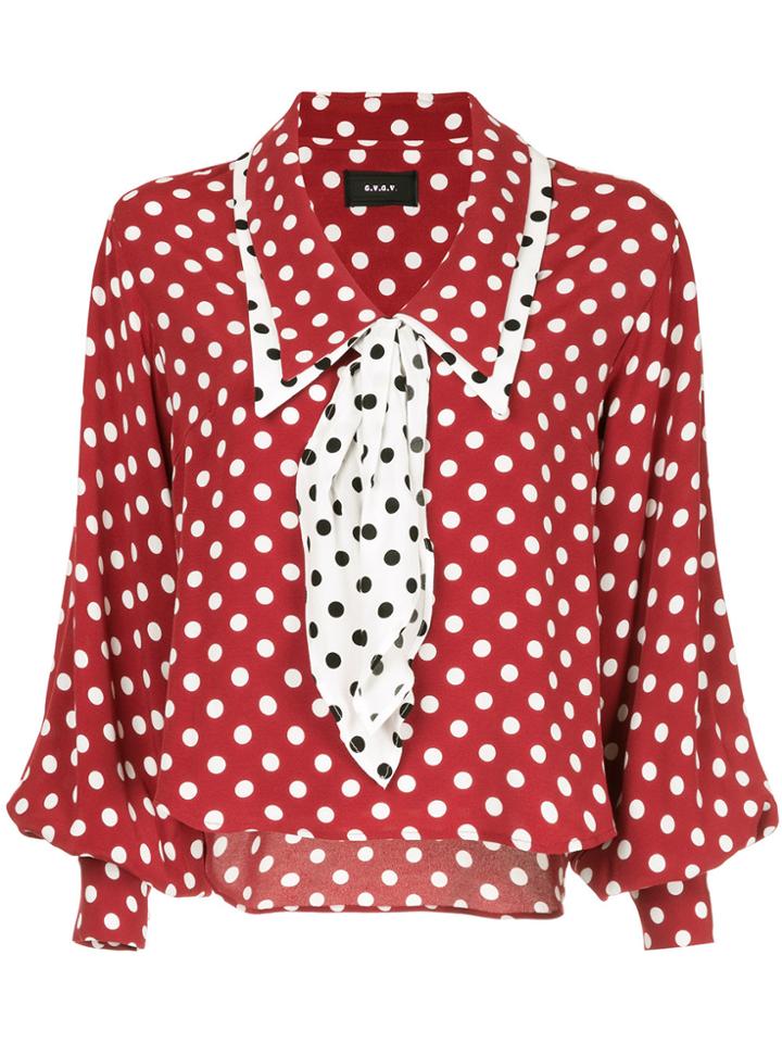 G.v.g.v. Polka Dot Shawl Collar Blouse - Red