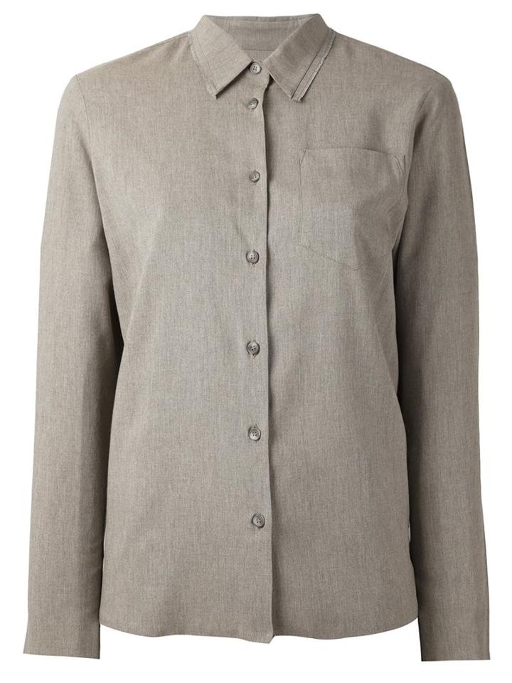 Mm6 Maison Margiela Long Sleeve Buttoned Shirt, Women's, Size: 44, Nude/neutrals, Viscose