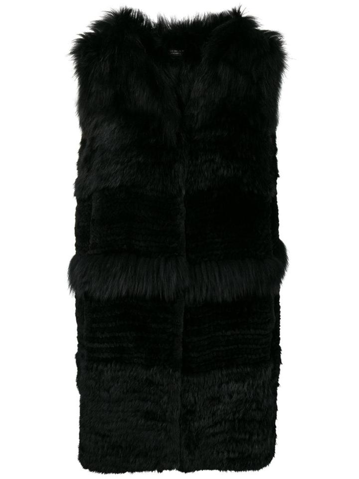 Yves Salomon Collarless Long Gilet - Black