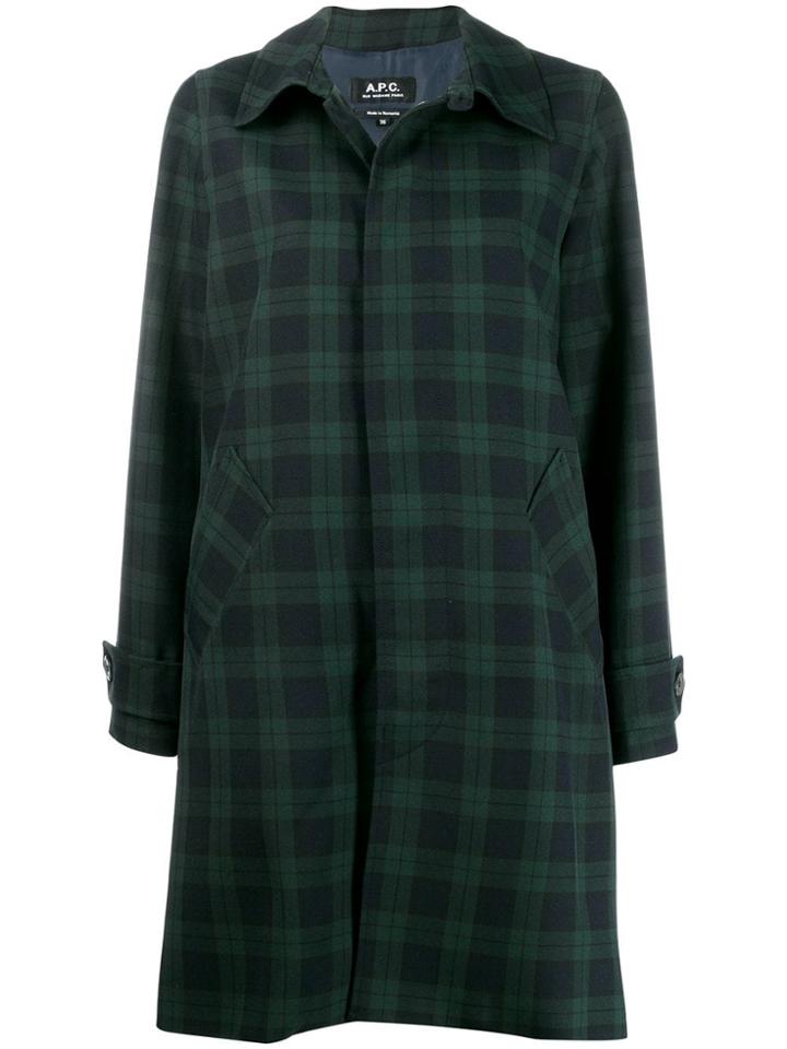 A.p.c. Plaid Single Breasted Coat - Blue