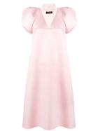 Styland Puff Sleeve Dress - Pink & Purple
