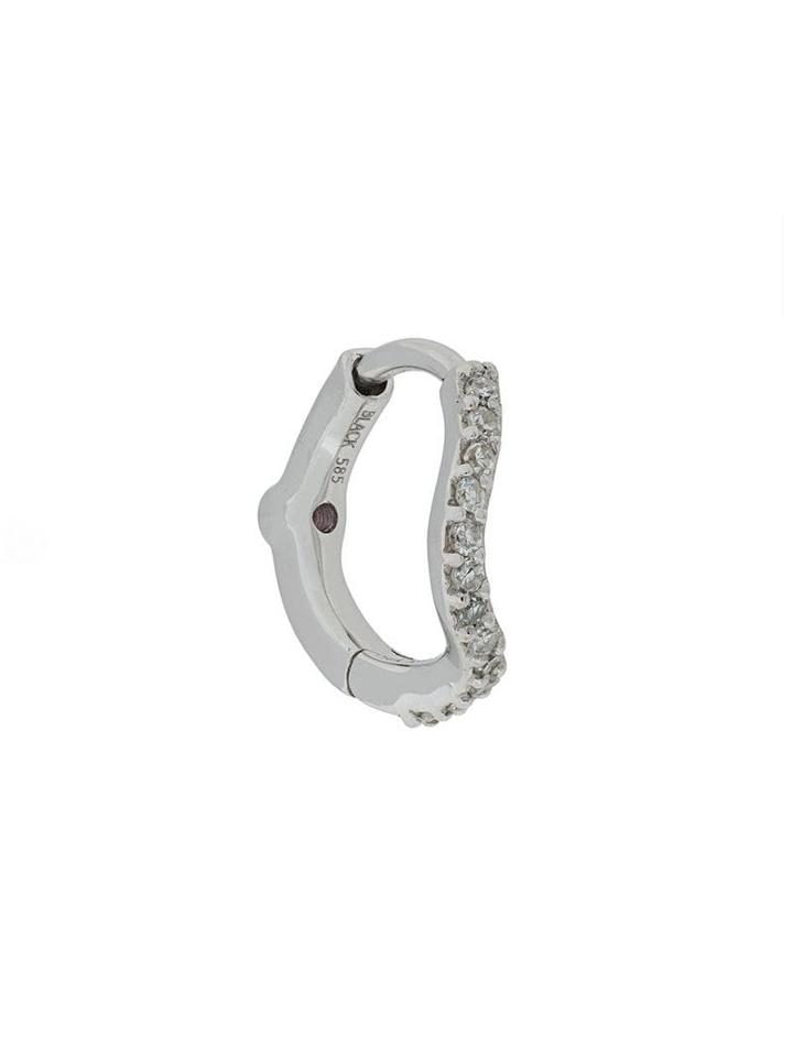 Maria Black Diamond Wave Huggie Earring - Metallic