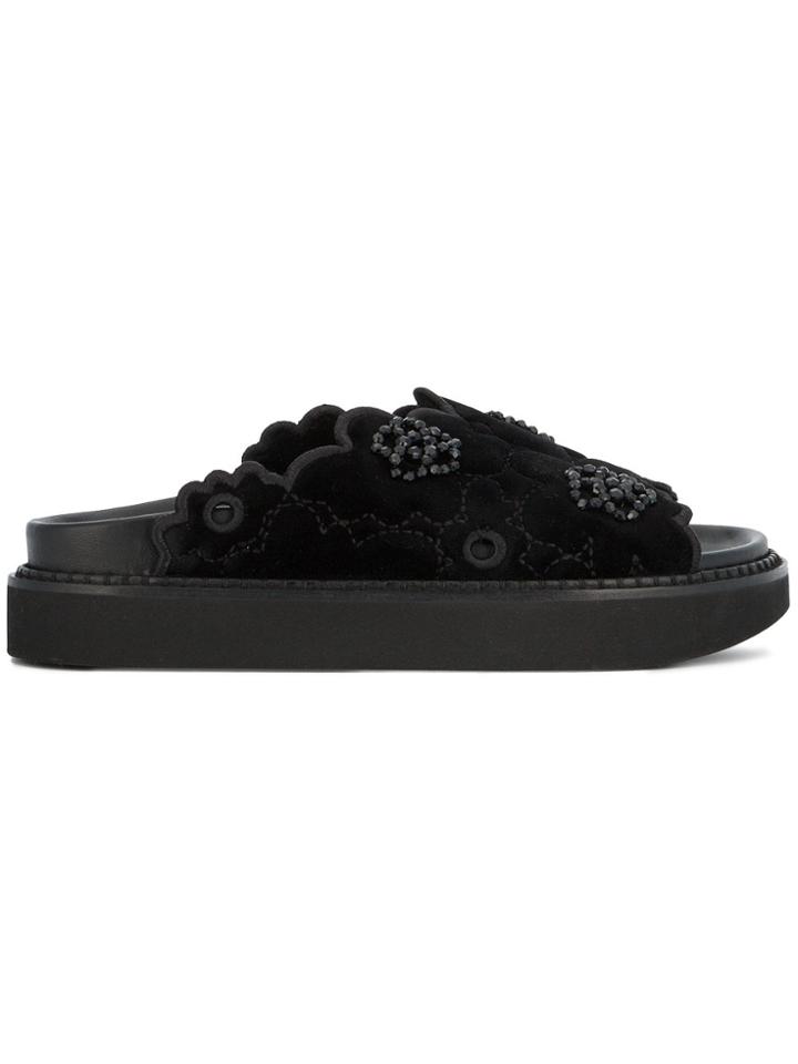 Simone Rocha Bead Embellished Padded Sandals - Black