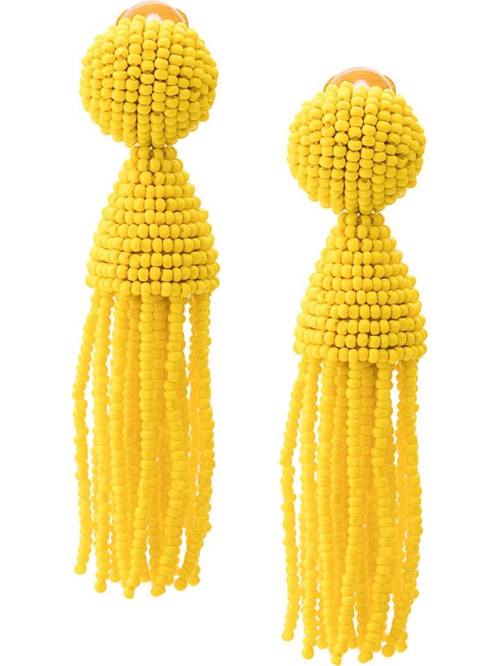 Oscar De La Renta Beads Drape Earrings - Yellow