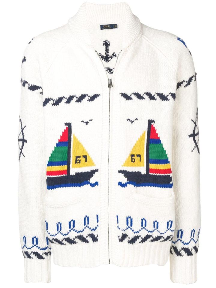 Polo Ralph Lauren Boat Motif Cardigan - White