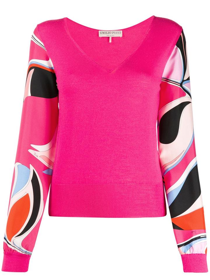 Emilio Pucci Contrasting Sleeves Knitted Top - Pink