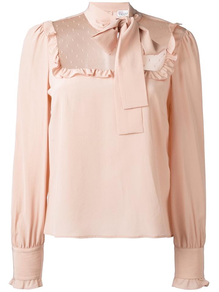 Red Valentino Bow Detail Blouse, Women's, Size: 44, Nude/neutrals, Polyamide/silk