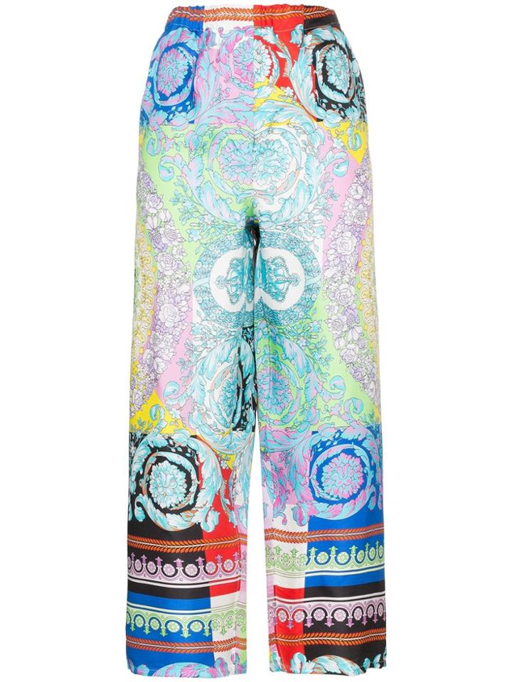Versace Mixed Floral Print Cropped Trousers - A7000 Multicolor
