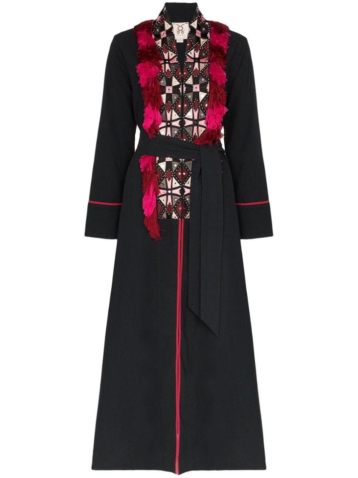 Figue Olatz Fringed Tie-waist Coat - Black