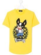 Dsquared2 Kids Tough Dog Print T-shirt - Yellow & Orange