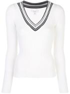 Milly Francesca Striped Neck Jumper - White