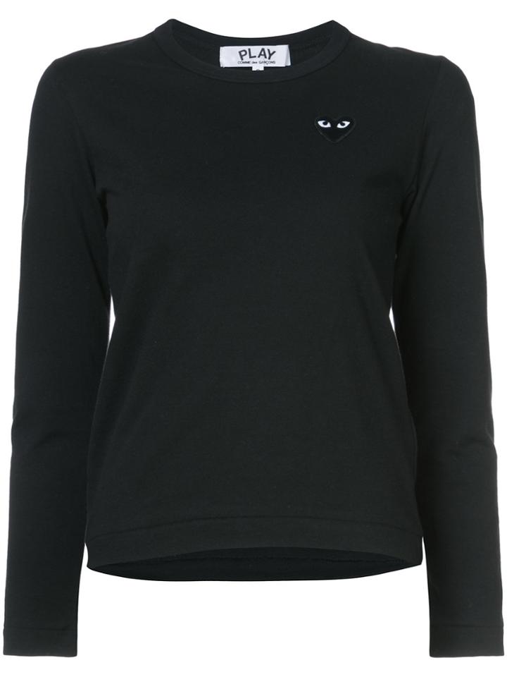 Comme Des Garçons Play Heart Embellished Top - Black
