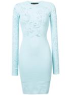 Versace - Embroidered Fitted Dress - Women - Polyester/viscose - 44, Blue, Polyester/viscose