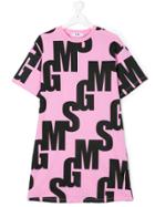 Msgm Kids Logo Print Dess - Pink & Purple