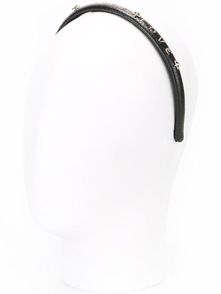 Red Valentino Studded Headband, Women's, Black, Leather