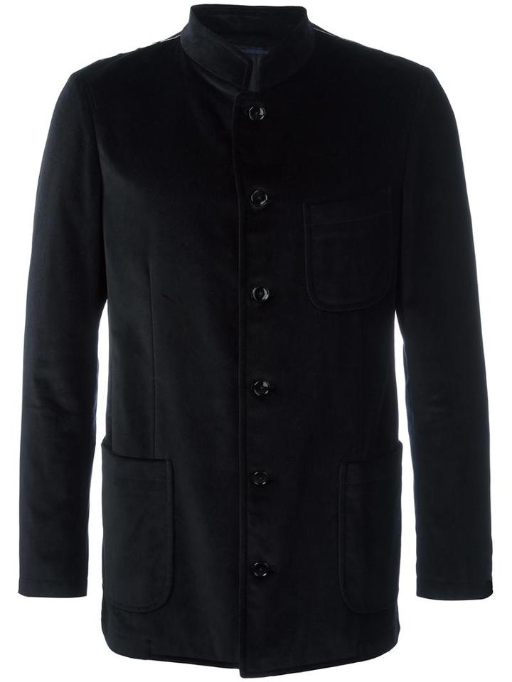 Mp Massimo Piombo Buttoned Jacket, Men's, Size: 48, Black, Cotton/cupro