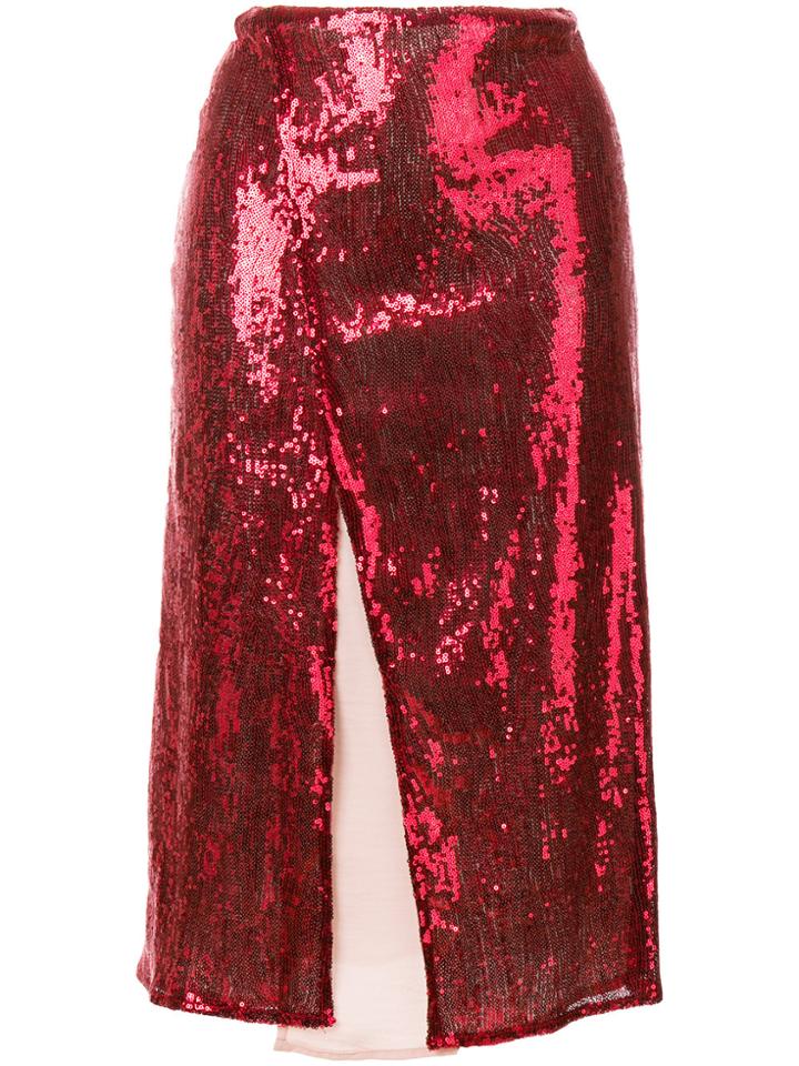 Christian Pellizzari Sequin Wrap Midi Skirt - Red