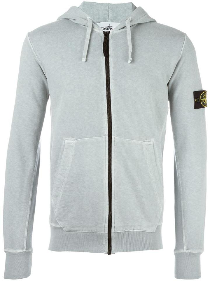 Stone Island Zip Hoodie, Men's, Size: Small, Grey, Cotton