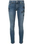 Paige Skyline Ankle Embroidered Jeans, Women's, Size: 26, Blue, Cotton/polyester/spandex/elastane