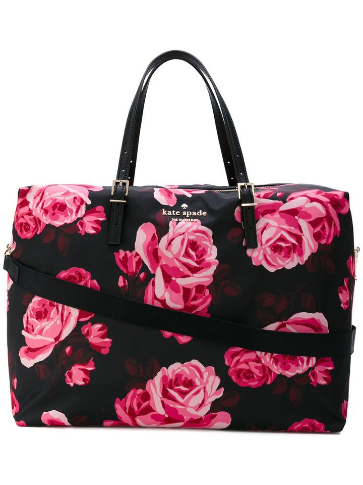 Kate Spade - Floral Print Shoulder Bag - Women - Polyester - One Size, Black, Polyester