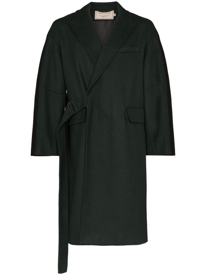 Maison Kitsuné Two Tone Wrap Coat - Green