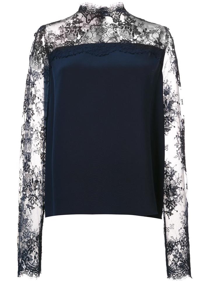 Monique Lhuillier Lace Panel Blouse