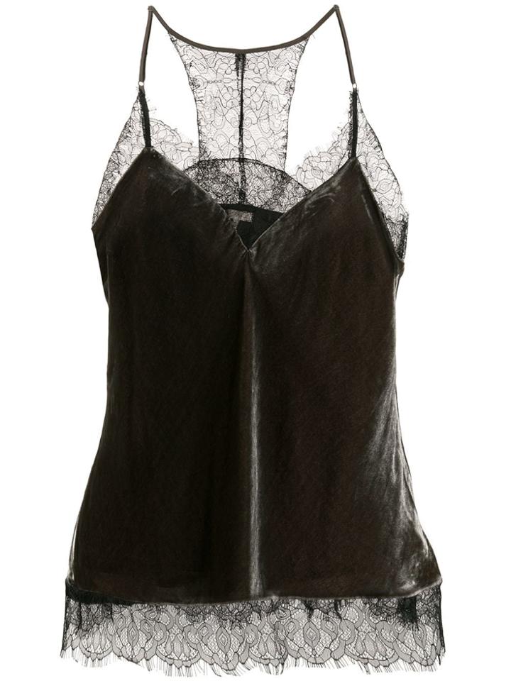 Gold Hawk Lace Trim Camisole - Green