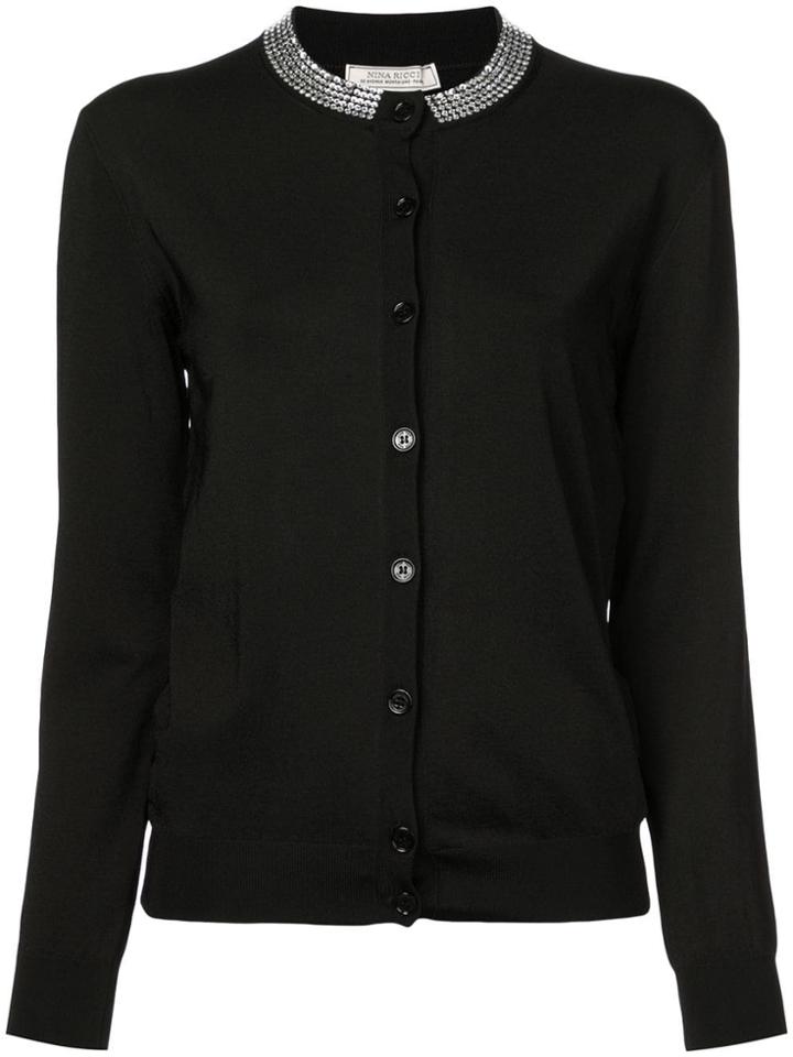 Nina Ricci Crystal Embellished Cardigan - Black