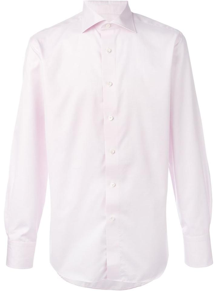 Canali Small Print Shirt, Men's, Size: 41, Pink/purple, Cotton