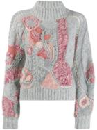 Alberta Ferretti Contrast Knit Sweater - Grey