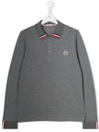 Moncler Kids Teen Striped Collar Polo Shirt - Grey