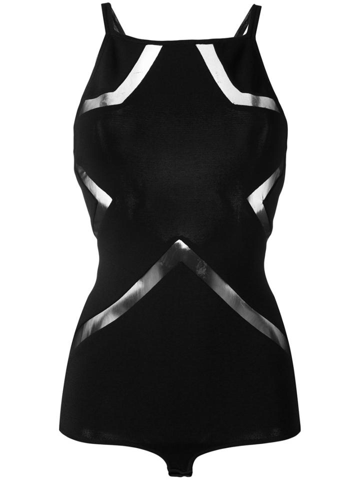 Elie Saab - Star Cut-out Bodysuit - Women - Polyester/viscose - 38, Black, Polyester/viscose