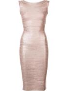 Hervé Léger Sleeveless Fitted Dress - Nude & Neutrals