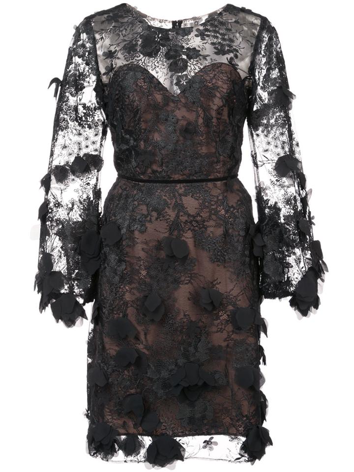 Marchesa Notte Lace Shift Dress - Black