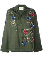 Night Market - Butterfly Embroidered Jacket - Women - Cotton/polyester/metal/glass - M, Women's, Green, Cotton/polyester/metal/glass