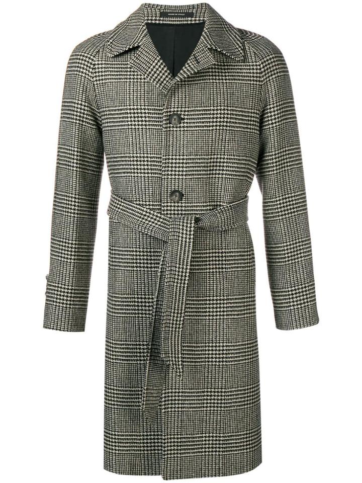 Tagliatore Houndstooth Single Breasted Coat - Grey