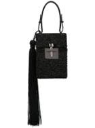 Oscar De La Renta Beaded Satin Alibi Bag - Black