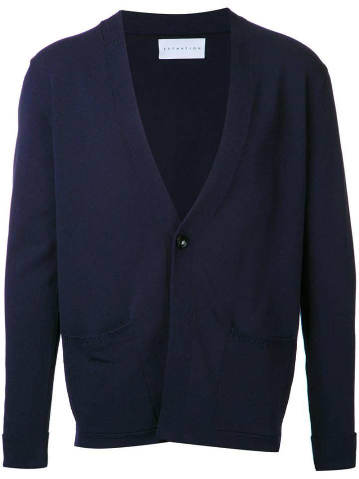 Estnation - Front Pockets Cardigan - Men - Polyester/rayon - L, Black, Polyester/rayon