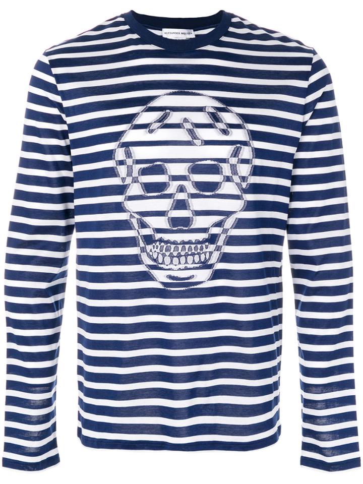 Alexander Mcqueen Skull Striped T-shirt - Blue
