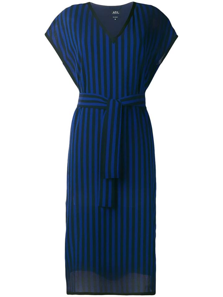 A.p.c. Striped T-shirt Dress - Black