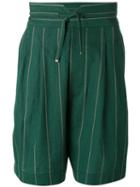 Vivienne Westwood Man Striped Bermuda Shorts, Men's, Size: 48, Green, Virgin Wool/cotton