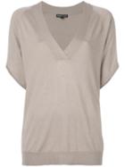 Snobby Sheep Fitted V-neck Knitted Top - Neutrals