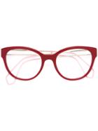 Miu Miu Eyewear Round Frame Glasses, Red, Acetate/metal