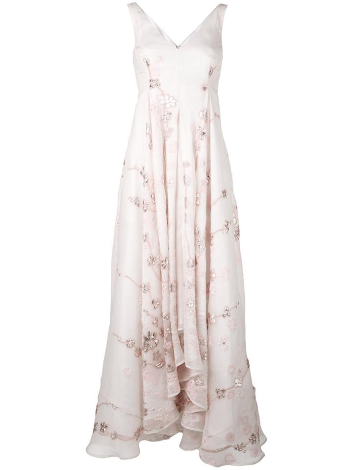 Talbot Runhof Embellished Floral Gown - Nude & Neutrals