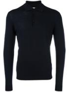 Fashion Clinic Long Sleeved Knitted Polo Shirt, Men's, Size: 48, Blue, Wool